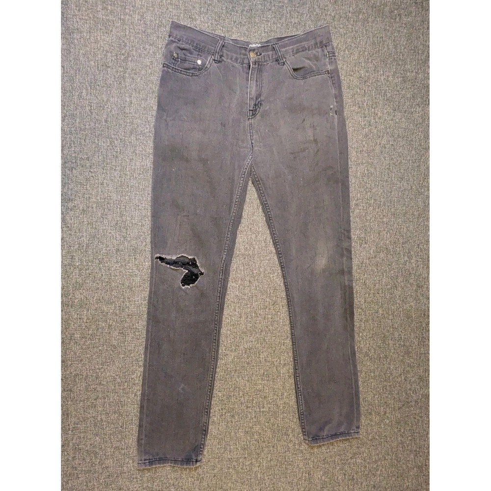 DROP DEAD Slim Fit Distressed Jeans Mens Gray Denim Pants Size 30x30 Dark Wash